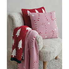 Load image into Gallery viewer, Candy Canes Cotton Knit Throw Blanket
