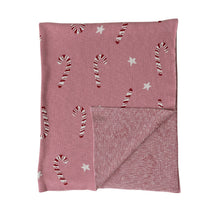 Load image into Gallery viewer, Candy Canes Cotton Knit Throw Blanket
