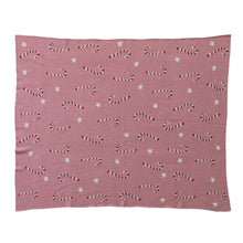 Load image into Gallery viewer, Candy Canes Cotton Knit Throw Blanket
