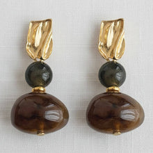 Load image into Gallery viewer, Vintage Swirl Amber Stud Earrings
