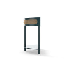 Load image into Gallery viewer, Boho Rattan Semi Circle End Table With Sliding Rattan Door [Online Only]

