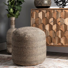Load image into Gallery viewer, Chevron Braided Jute Ottoman
