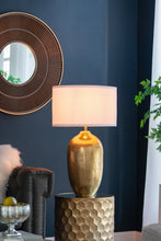 Load image into Gallery viewer, Round Aluminum Sheet Gold Table Lamp with White Fabric Shade [Online Only]
