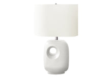 Load image into Gallery viewer, Contemporary White Ceramic Table Lamp with Ivory Shade [Online Only]
