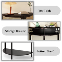 Load image into Gallery viewer, Boho Rattan Semi Circle End Table With Sliding Rattan Door [Online Only]
