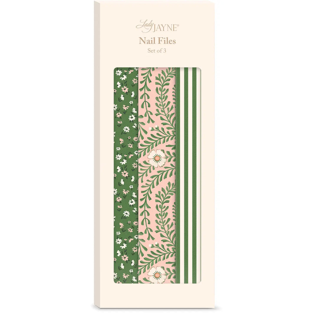 Pink Green Floral Nail File Set