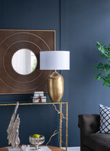 Load image into Gallery viewer, Round Aluminum Sheet Gold Table Lamp with White Fabric Shade [Online Only]

