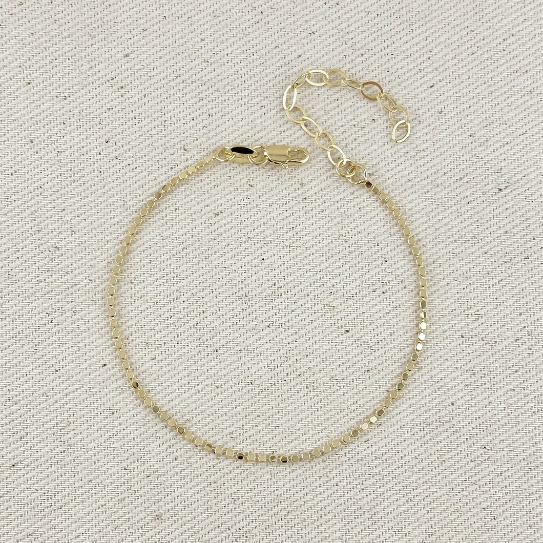 18k Gold Filled 1.5mm Flat Dot Ball Bracelet