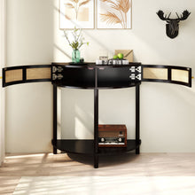 Load image into Gallery viewer, Boho Rattan Semi Circle End Table With Sliding Rattan Door [Online Only]

