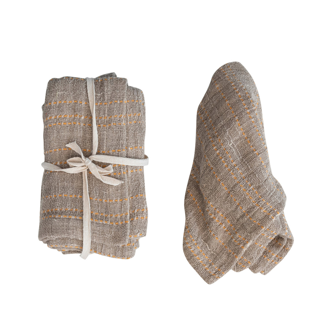 Woven Tan & Pumpkin Napkin