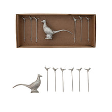 Load image into Gallery viewer, Pheasant Shaped Holder with 6 Stainless Steel Appetizer Picks
