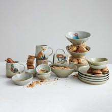 Load image into Gallery viewer, Hand-Painted Stoneware Dish with Animal/Pumpkins (4 Styles)
