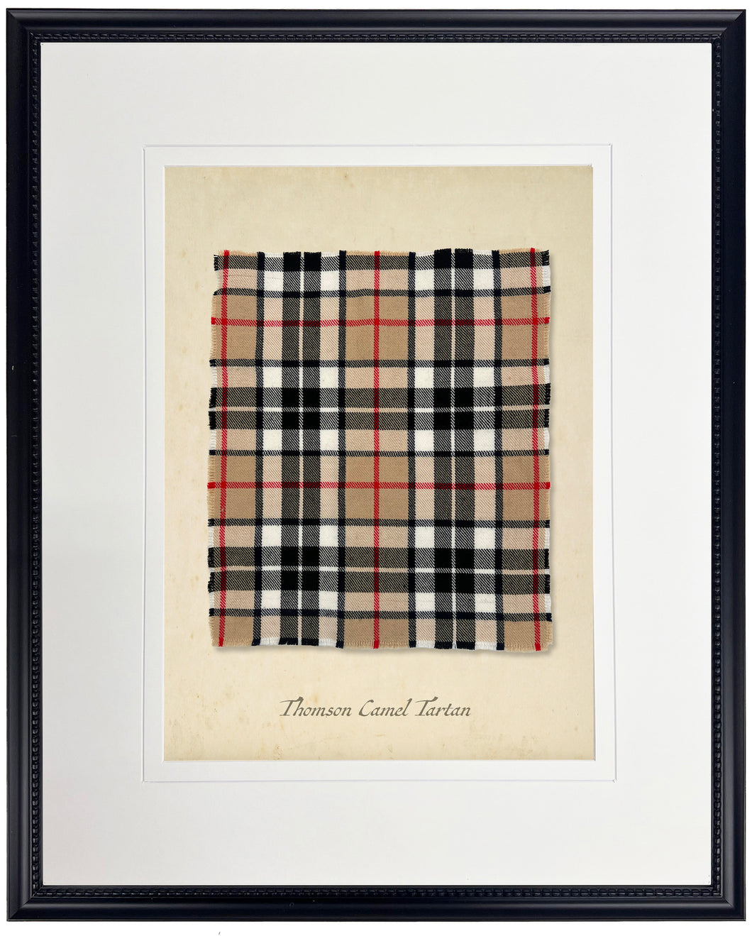 Framed Thomson Camel Tartan Plaid Print Matted with a Cream Mat with a V-Groove 16