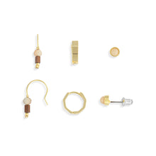 Load image into Gallery viewer, Dainty Bead Gold &amp; Blue Earrings Set of 3
