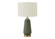 Load image into Gallery viewer, Contemporary Green Ceramic Table Lamp with Ivory Linen Shade [Online Only]
