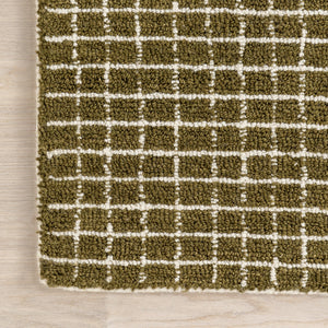 Melrose Checked Wool Area Rug (Moss)