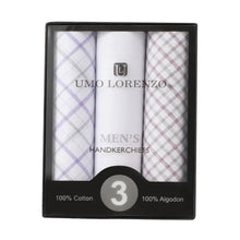 Load image into Gallery viewer, Men's Cotton Solid, Striped &amp; Plaid Gray Handkerchiefs 3 Pcs Set
