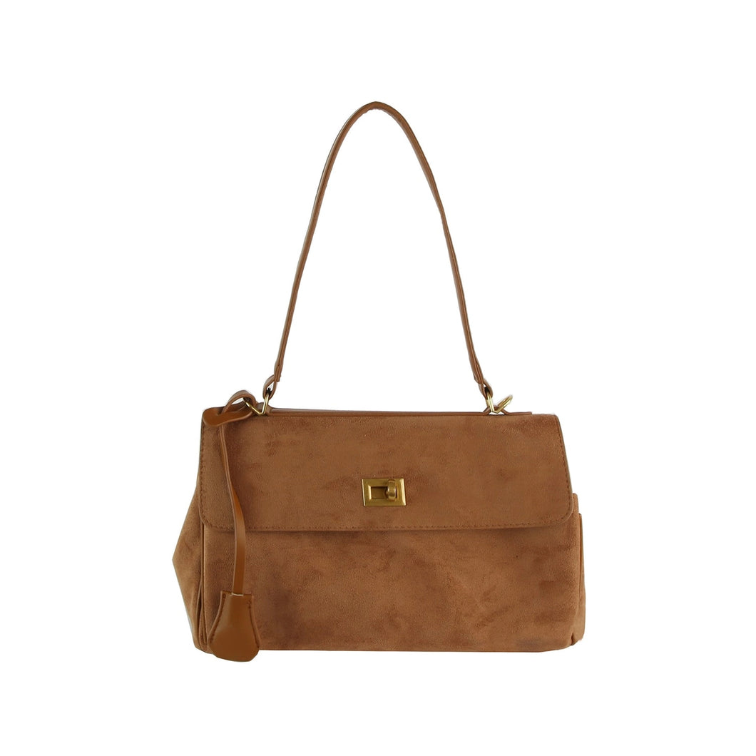 Classic Suede Flap Satchel