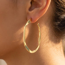 Load image into Gallery viewer, 14K Gold Dipped Twisted Flat Oval Hoop Earrings
