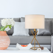 Load image into Gallery viewer, Ester Mid-Century Metal Table Lamp in Matte Gold [Online Only]
