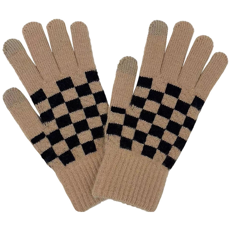 Checkerboard Patterned Gloves