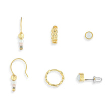 Load image into Gallery viewer, Dainty Bead Gold &amp; Brown Earrings Set of 3
