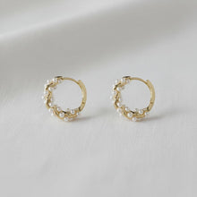 Load image into Gallery viewer, Elegant French Inspired Pearl Hoop Earrings

