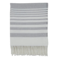 Load image into Gallery viewer, Gray Striped Throw with Tasseled Edges
