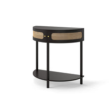 Load image into Gallery viewer, Boho Rattan Semi Circle End Table With Sliding Rattan Door [Online Only]

