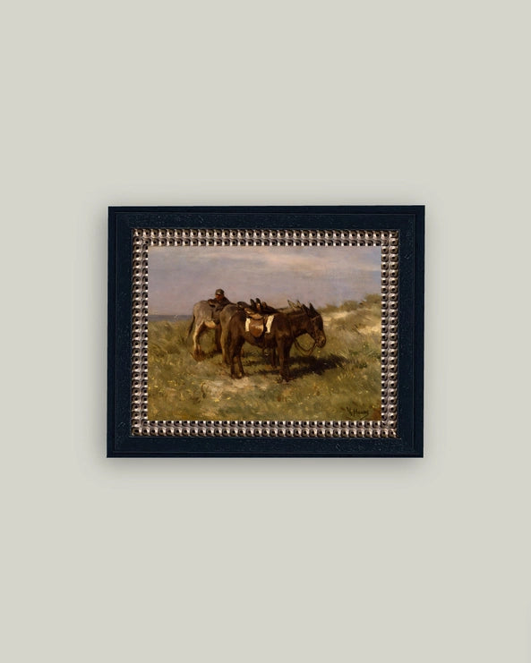 7x5 Donkeys in the Dunes Framed Vintage Print