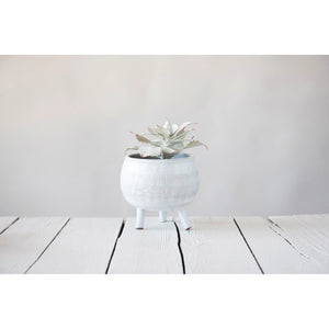 White Footed Terracotta Planter