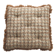 Load image into Gallery viewer, Woven Cotton Pillow with Eyelash Fringe
