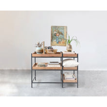 Load image into Gallery viewer, Mango Wood and Metal Console Table with 5 Removable Shelves
