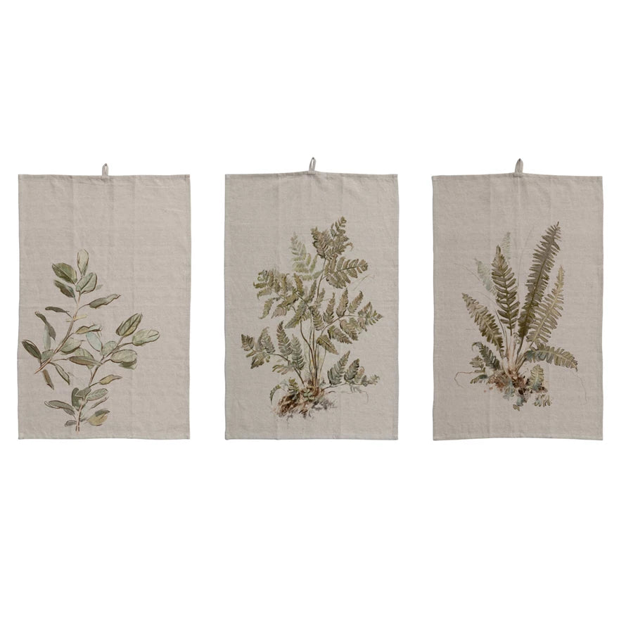Botanical Cotton & Linen Printed Tea Towel (3 Styles)