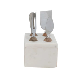 Cheese Servers in White Marble Stand