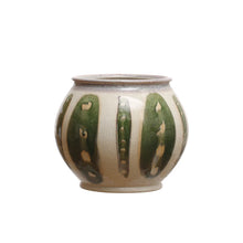 Load image into Gallery viewer, Hand-Painted Stoneware Planter w/Abstract Design (Each One Will Vary)
