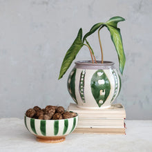 Load image into Gallery viewer, Hand-Painted Stoneware Planter w/Abstract Design (Each One Will Vary)
