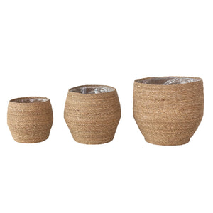 Decorative Woven Seagrass Baskets w/ Plastic Lining (3 Sizes)