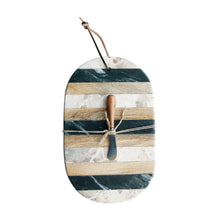 Load image into Gallery viewer, Oval Marble &amp; Mango Wood Cheese &amp; Canape Knife
