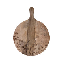 Load image into Gallery viewer, Mango Wood Cheese Board w/Etched Botanicals
