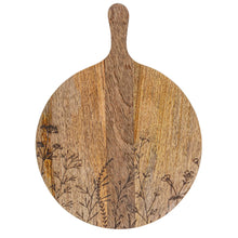 Load image into Gallery viewer, Mango Wood Cheese Board w/Etched Botanicals
