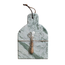 Load image into Gallery viewer, Green Marble Cheese Board w/ Canape Knife
