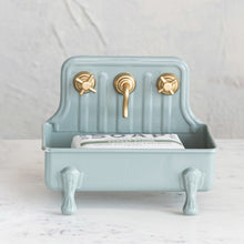 Load image into Gallery viewer, Metal Sink Soap Dish w/ Faucet, Grey &amp; Gold Finish
