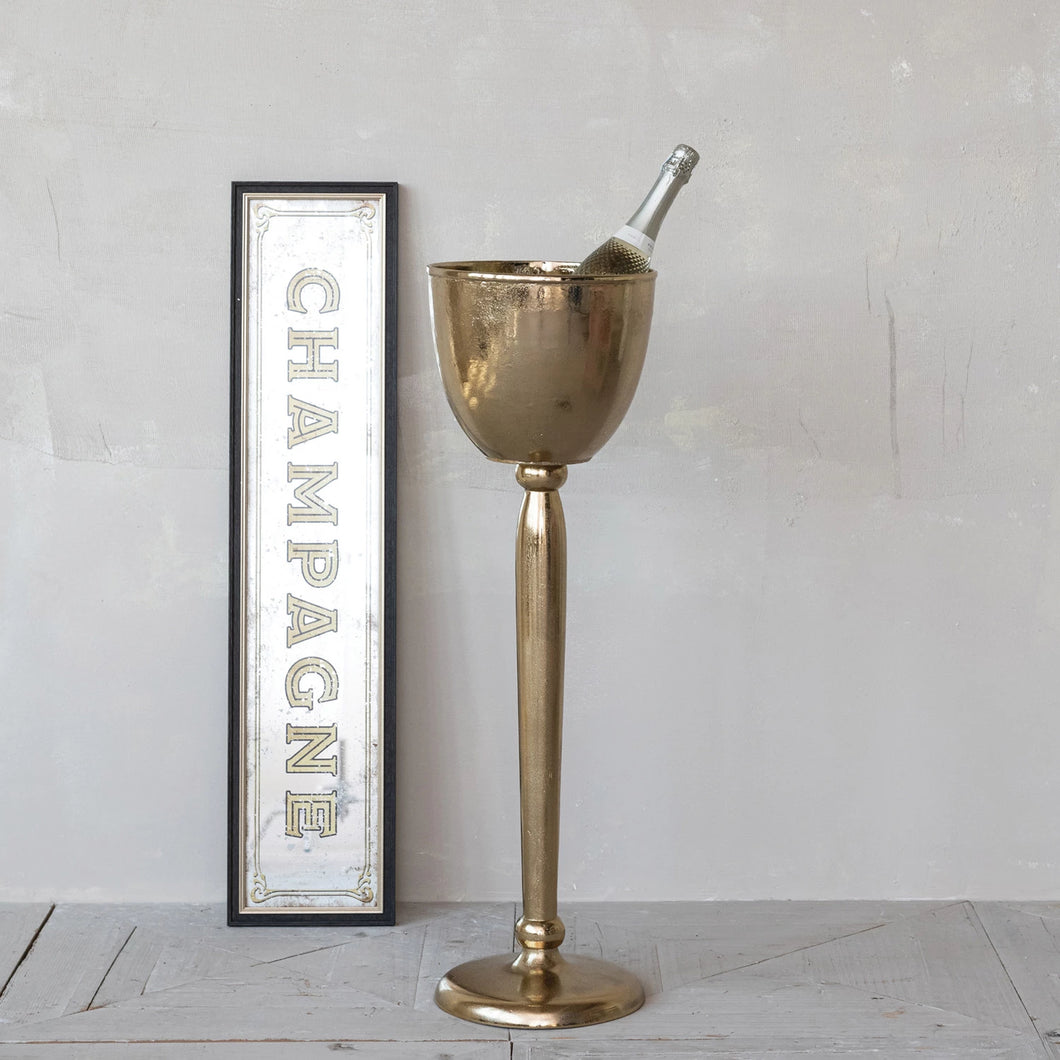 Cast Aluminum Bottle Cooler w Gold Finish