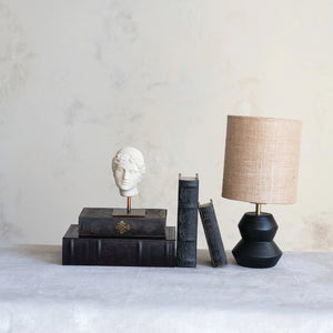 Black Mango Wood Table Lamp with Jute Shade