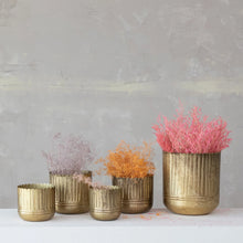 Load image into Gallery viewer, Metal Ribbed Planters with Scalloped Rims (5 Sizes)
