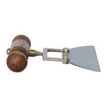Load image into Gallery viewer, Stainless Steel Cheese Knife with Brass Detail &amp; Acacia Wood Handle
