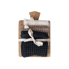 Load image into Gallery viewer, Wood Serving Board with 3 Waffle Weave Dish Cloths Set
