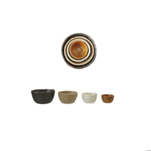 Load image into Gallery viewer, Textured Stoneware Nesting Bowls, Matte Reactive Glaze (Set of 4)
