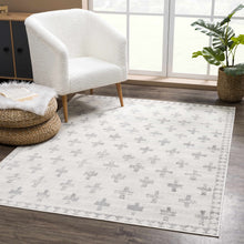 Load image into Gallery viewer, Tigris Swiss Cross Ivory &amp; Gray Area Rug [Online Only]
